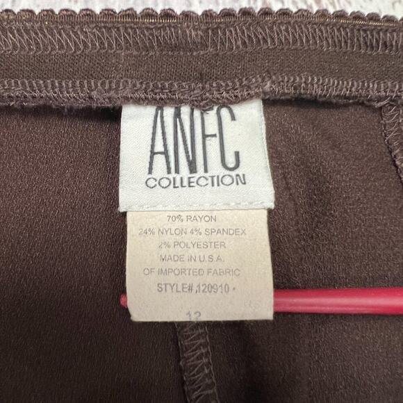 ANFC Collection High Rise Pants SIZE 12 Maroon Brown Zipper Front Scallop Waist - Picture 3 of 12